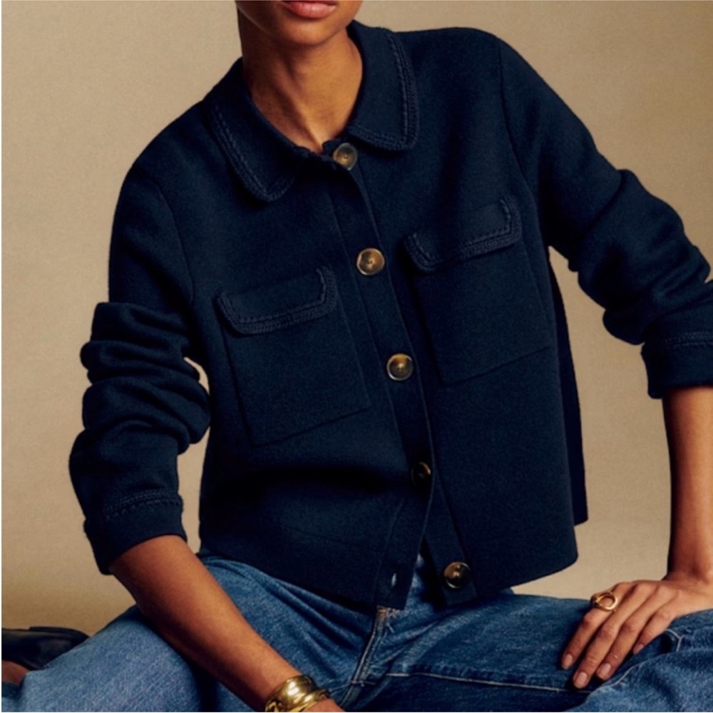 Sezane Navy Women's Blazer - Picture 2 of 5